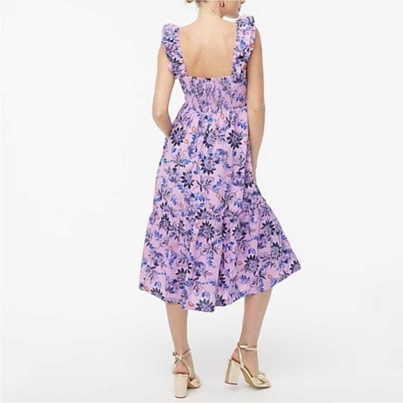 J. Crew Factory Square Neck Smocked Floral Dress Size 8 - Picture 2 of 16